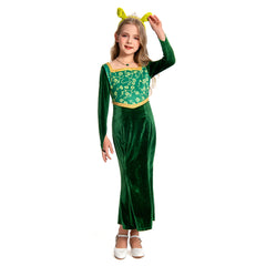 Kinder Mädchen Shrek Prinzessin Fiona Cosplay Kostüm Halloween Karneval Kleid