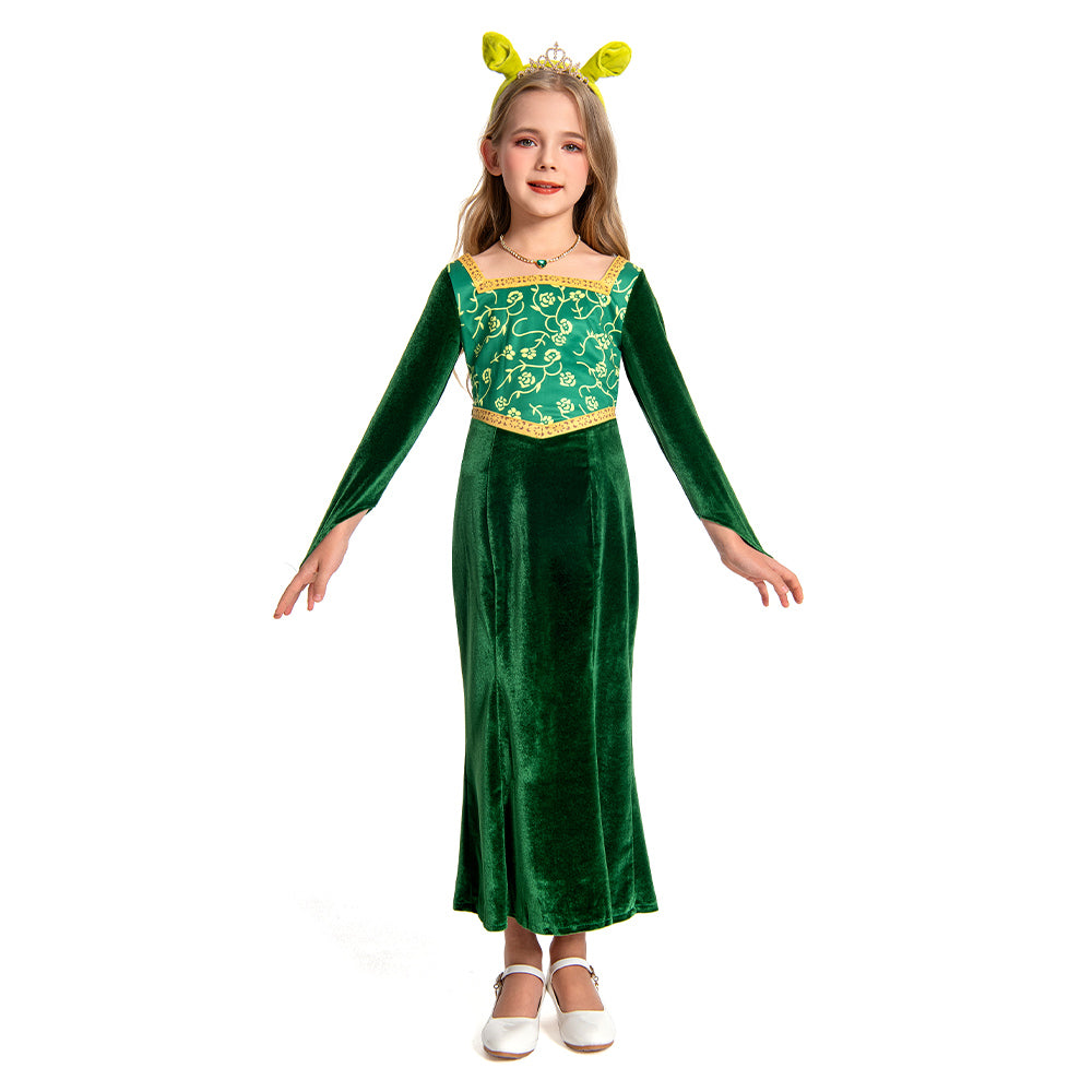 Kinder Mädchen Shrek Prinzessin Fiona Cosplay Kostüm Halloween Karneval Kleid