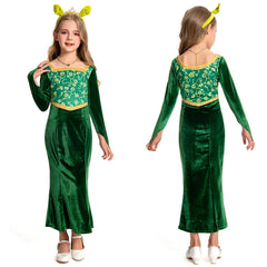 Kinder Mädchen Shrek Prinzessin Fiona Cosplay Kostüm Halloween Karneval Kleid