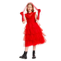 Mädchen Beetlejuice Lydia Deetz rot Kleid Cosplay Kostüm