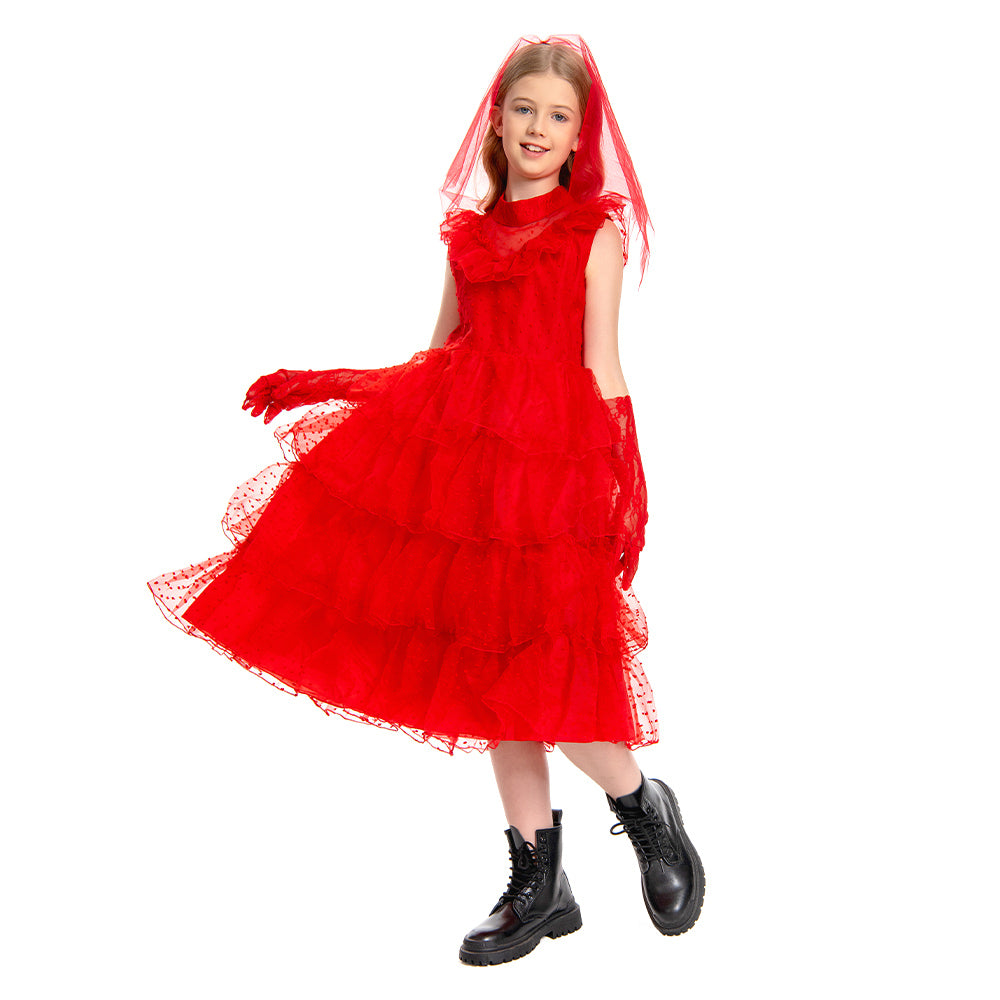 Mädchen Beetlejuice Lydia Deetz rot Kleid Cosplay Kostüm