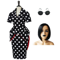 Coraline alte Vettel Pünktchenmuster Kleid Mutter Cosplay Outfits