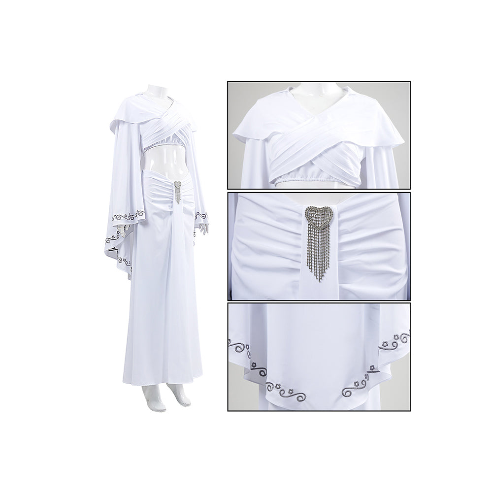 Padme Naberrie Amidala weiß Kleid Cosplay Kostüm Set Cosplay Outfits