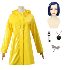 Coraline gelb Mantel Cosplay Kostüme Halloween Karneval Outfits