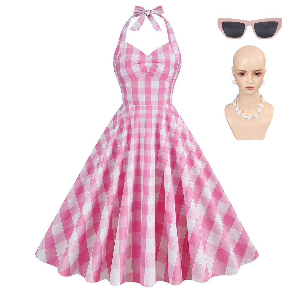 Barbie Vintage & Retro rosa Hängender Hals Kleid Halloween Karneval Outfits