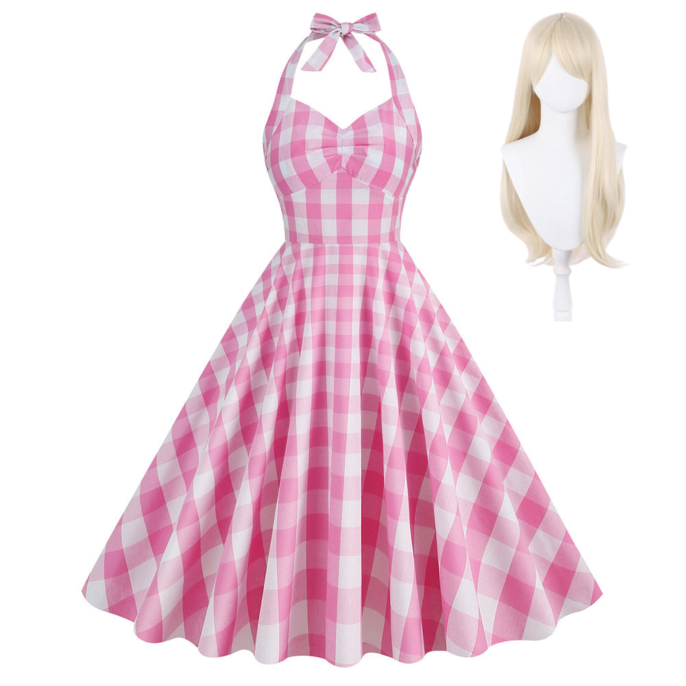 Barbie Vintage & Retro rosa Hängender Hals Kleid Halloween Karneval Outfits