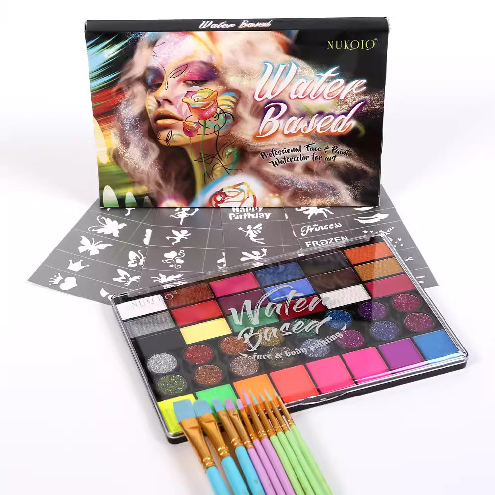 42 Farben Kinderschminke‑Set ungiftig wasseraktiviert Halloween Cosplay für Kinder & Erwachsene