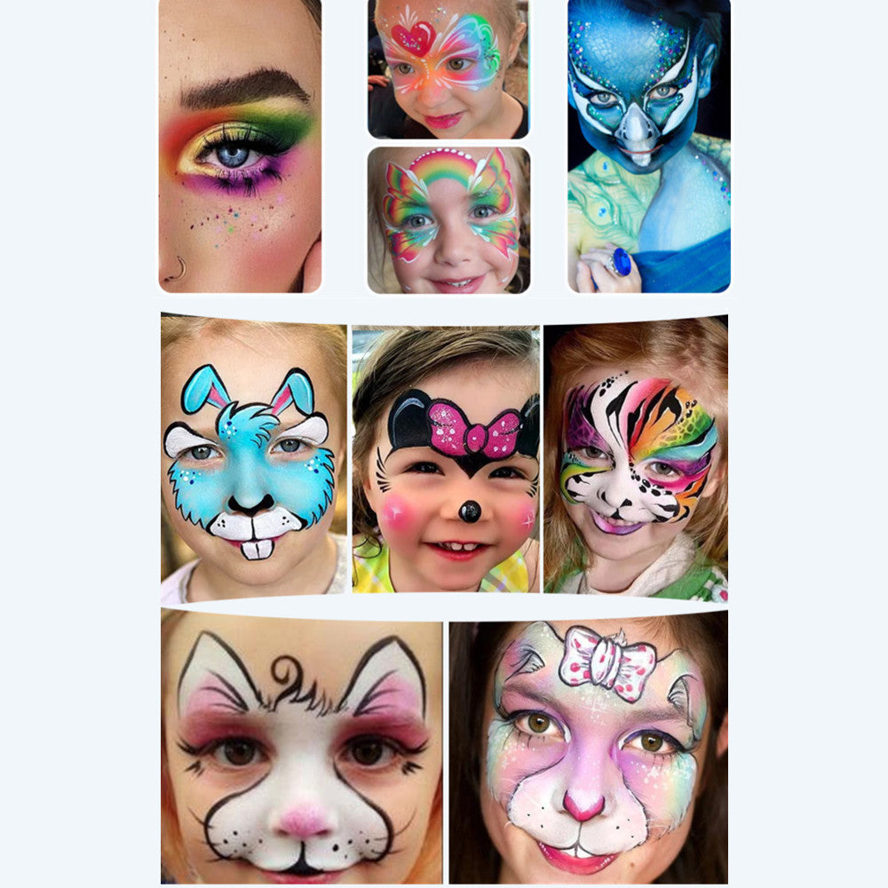 42 Farben Kinderschminke‑Set ungiftig wasseraktiviert Halloween Cosplay für Kinder & Erwachsene