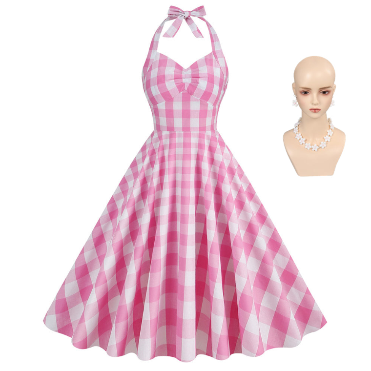 Barbie Vintage & Retro rosa Hängender Hals Kleid Halloween Karneval Outfits