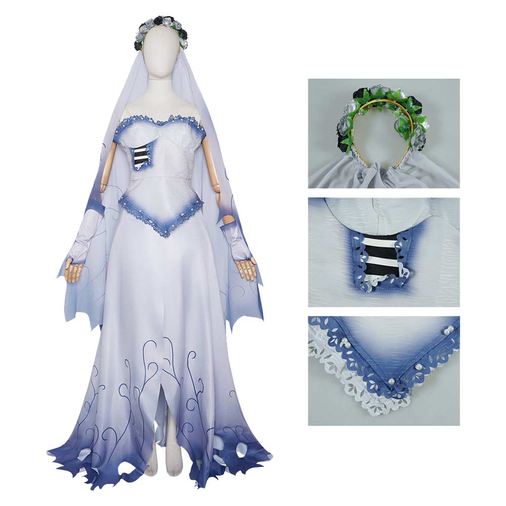 Emily the Corpse Bride Kleid Hochzeit mit einer Leiche Emily Cosplay Halloween Karneval Outfit