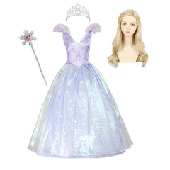 Glinda Kleid Wicked Glinda Cosplay Kostüm Perücke Krone Zauberstab