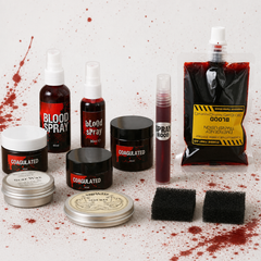 Halloween Kunstblut-Set – Realistisches Blutgel, Sprühblut & Narbenwachs mit Schwamm, abwaschbares SFX-Make-up für Cosplay, Zombie & Vampir