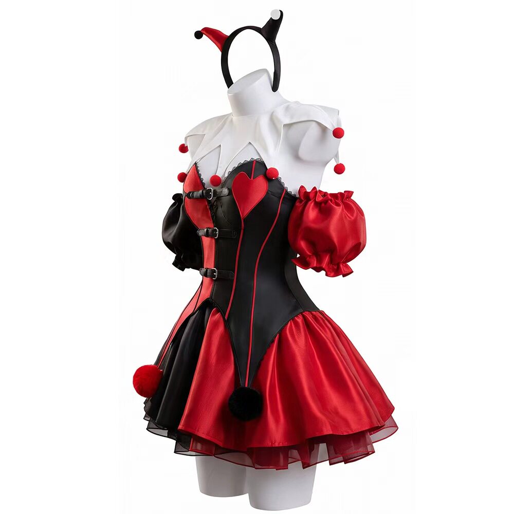 Harley Quinn rot Kleid Damen Clown Halloween Karneval Kostüm