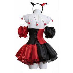 Harley Quinn rot Kleid Damen Clown Halloween Karneval Kostüm
