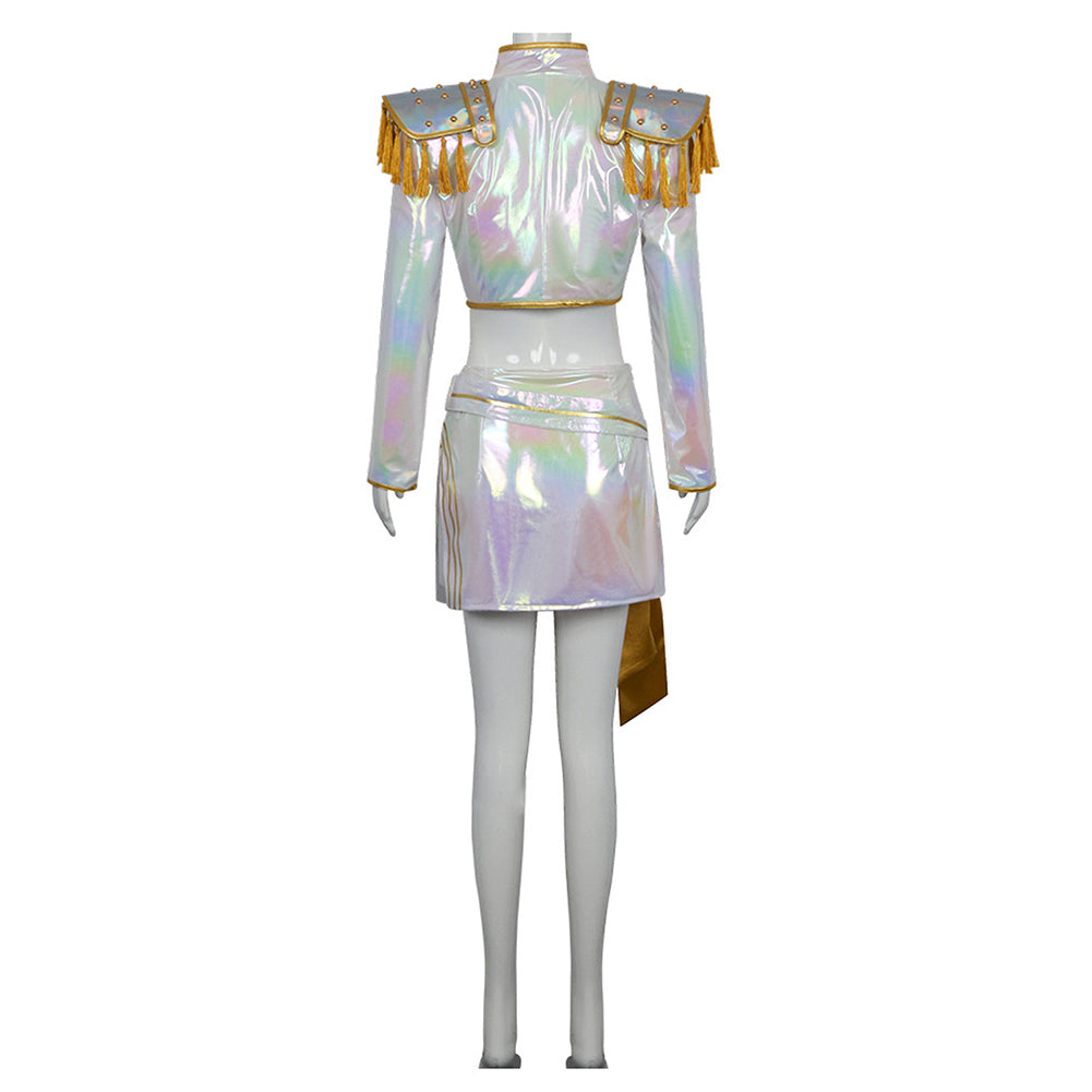 Huntrix Mira Golden weiß Kostüm KPop Demon Hunters Mira Cosplay Outfits