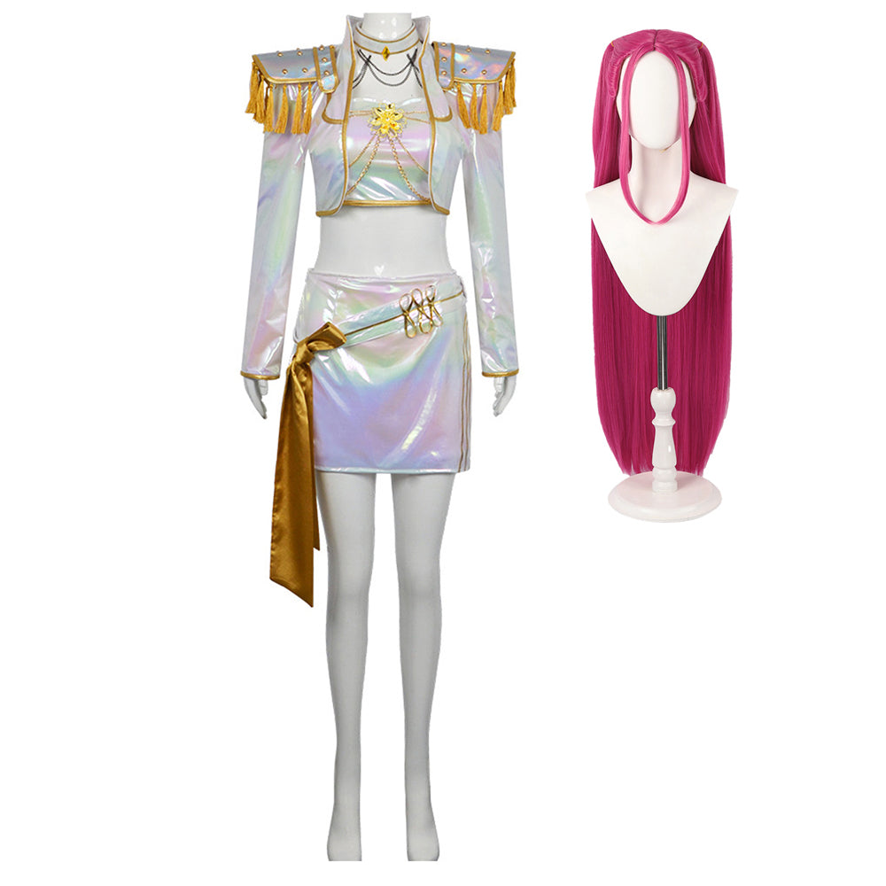 Huntrix Mira Golden weiß Kostüm KPop Demon Hunters Mira Cosplay Outfits