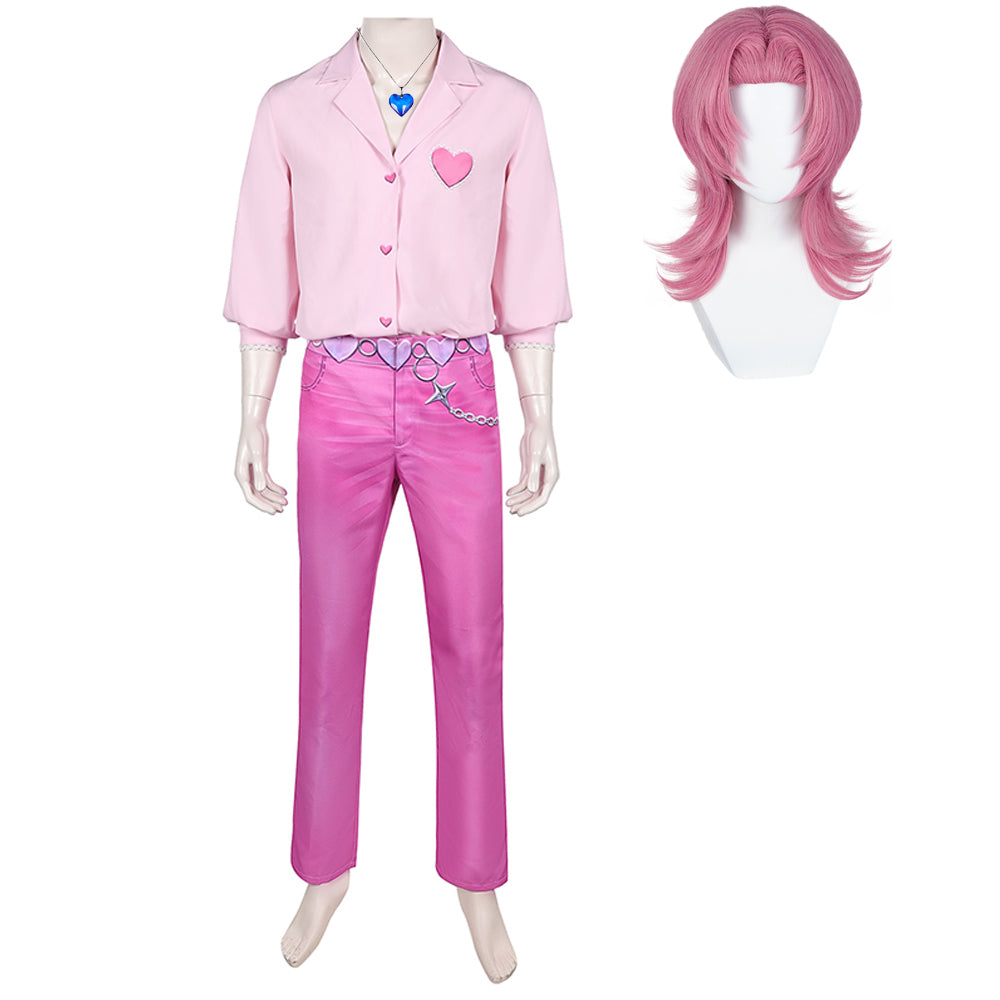 KPOP Demon Hunters Romance Saja rosa Kostüm Set Cosplay Outfits-halskette+wig