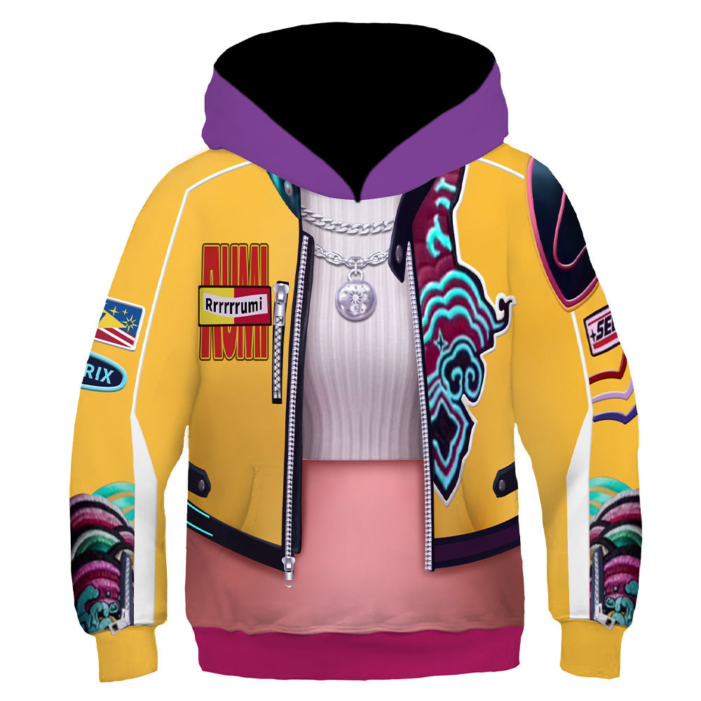 Kinder Kpop Demon Hunters 2025 HUNTRIX Rumi gelb Hoodie Jacke