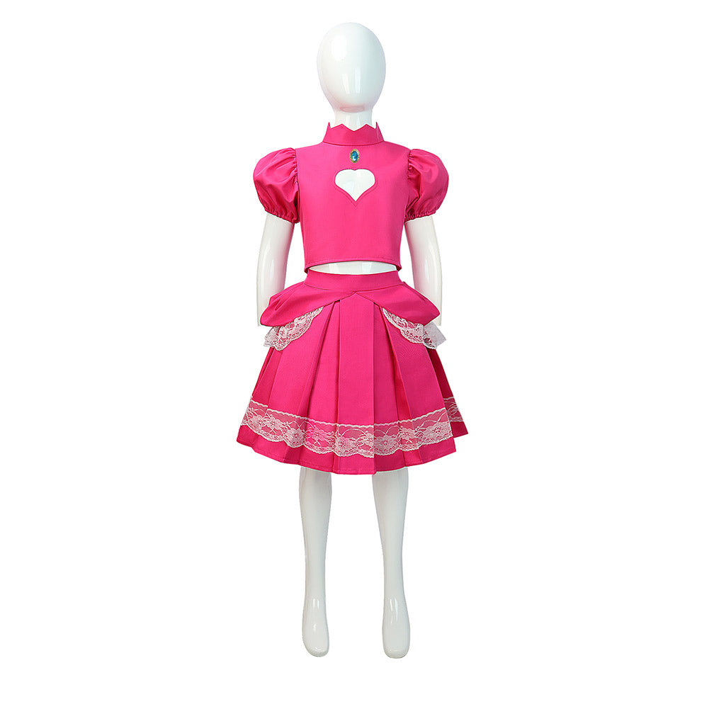 Kinder Prinzessin Peach Kleid The Super Mario Bros. Movie Peach Cosplay Kostüm