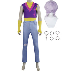 Mystery Saja Kostüm Kpop Demon Hunters 2025 Mystery Cosplay Outfits MIT PERÜCKE UND OHRRINGE