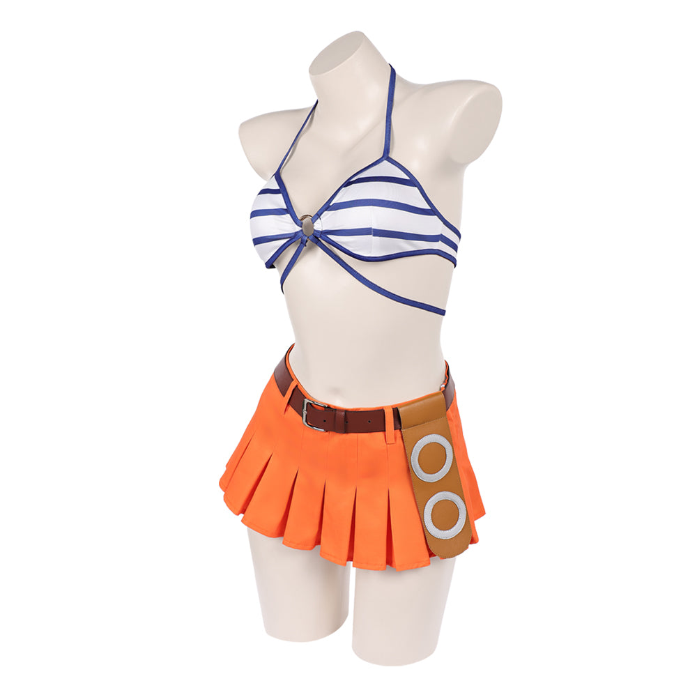 Nami Bademode One Piece Nami gestreift Sommer 3tlg. Badeanzug