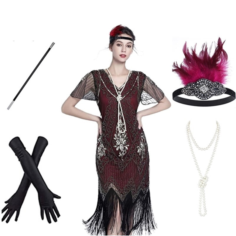 1920er Jahre Stil Charleston Kleid Damen Flapper Kleider Voller Pailletten Retro klassische Motto Party Damen Kostüm Kleid