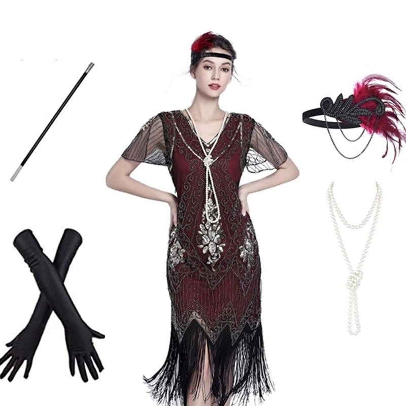 1920er Jahre Stil Charleston Kleid Damen Flapper Kleider Voller Pailletten Retro klassische Motto Party Damen Kostüm Kleid