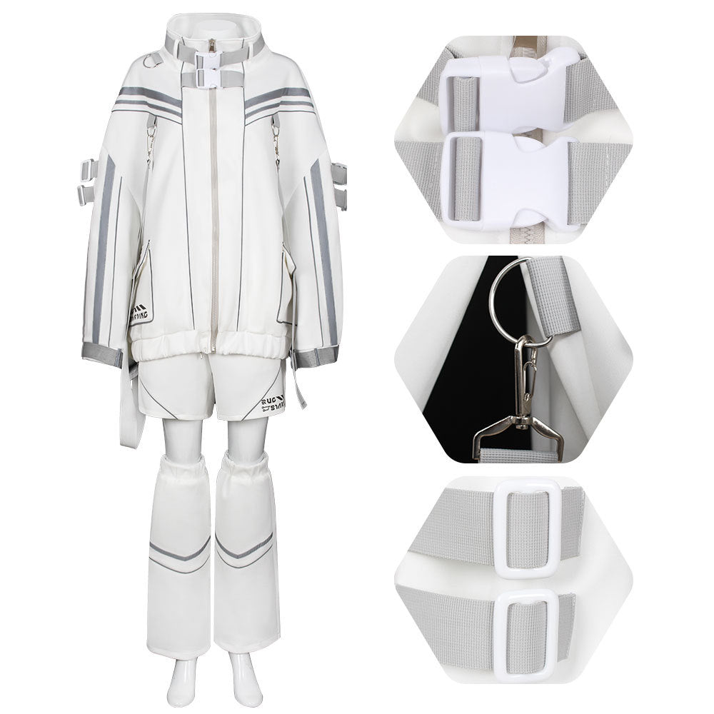 Cyberpunk weiß Outfit Y2K Style Motorrad Outfit Cosplay Kostüm