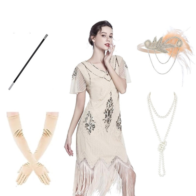 1920er Jahre Stil Charleston Kleid Damen Flapper Kleider Voller Pailletten Retro klassische Motto Party Damen Kostüm Kleid