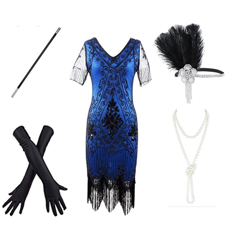 1920er Jahre Stil Charleston Kleid Damen Flapper Kleider Voller Pailletten Retro klassische Motto Party Damen Kostüm Kleid