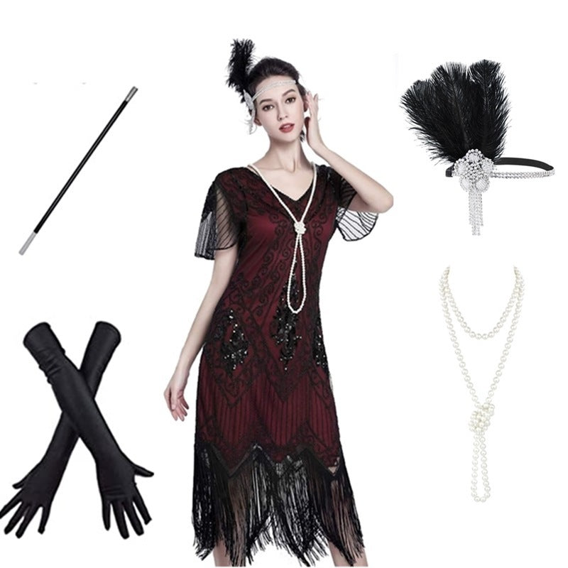 1920er Jahre Stil Charleston Kleid Damen Flapper Kleider Voller Pailletten Retro klassische Motto Party Damen Kostüm Kleid