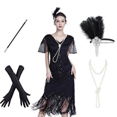 1920er Jahre Stil Charleston Kleid Damen Flapper Kleider Voller Pailletten Retro klassische Motto Party Damen Kostüm Kleid