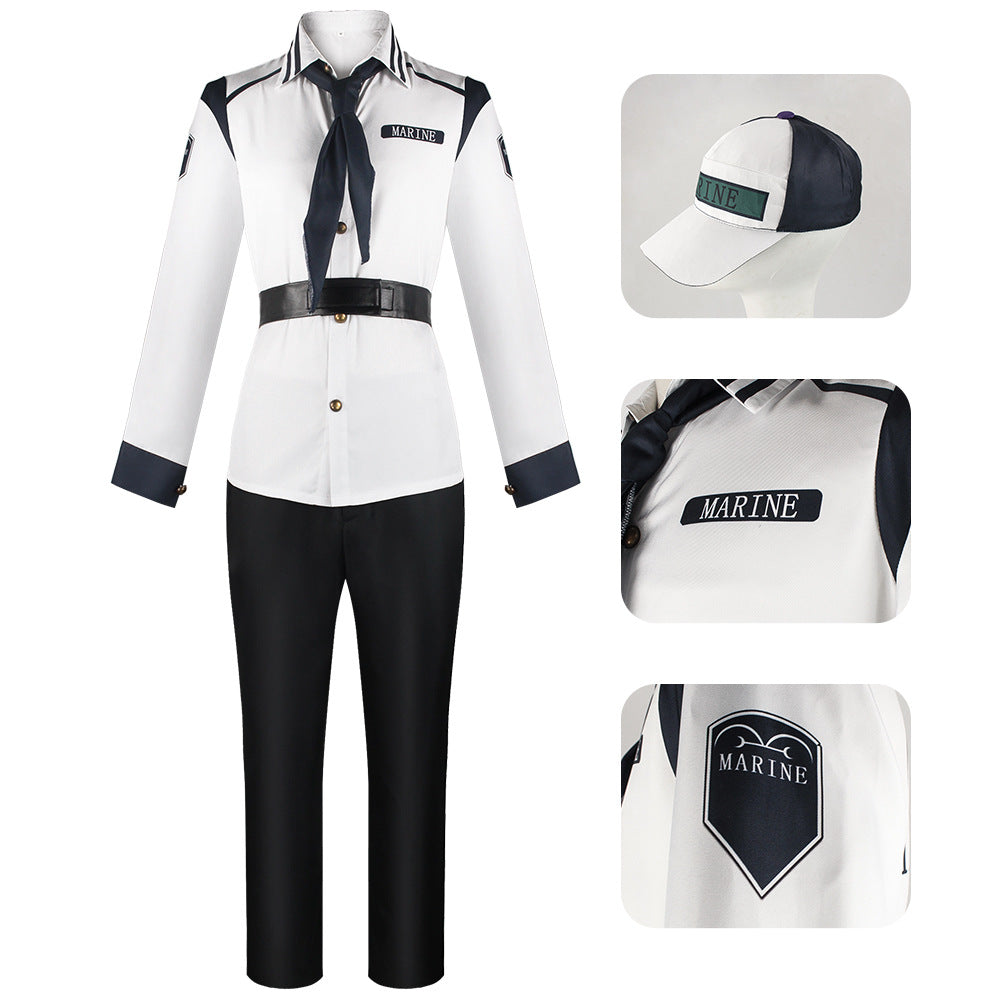 One Piece Marines Uniform Cosplay Halloween Karneval Kostüm Set