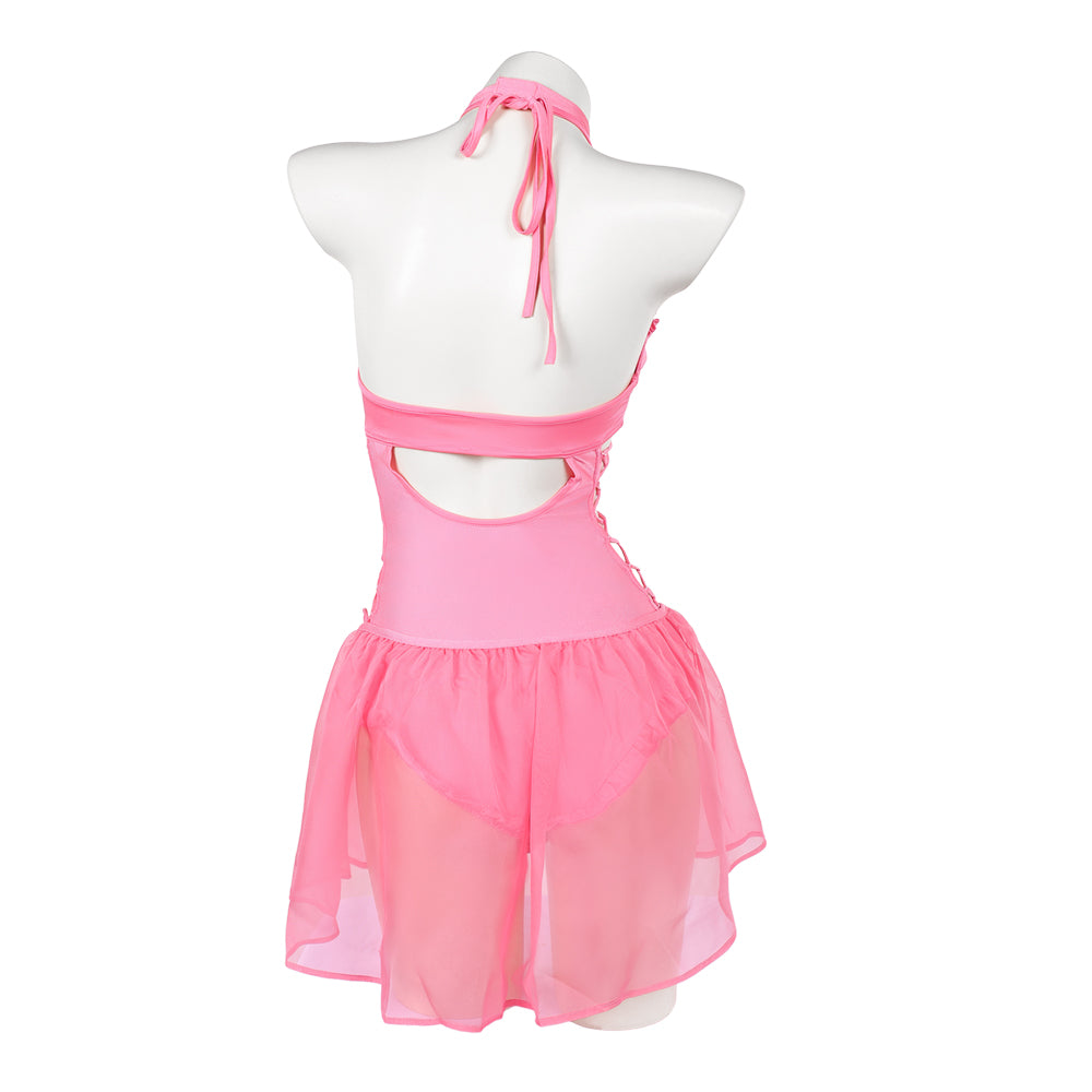 Princess Peach Cosplay Bademode Damen Sommer einteilige Badeanzug