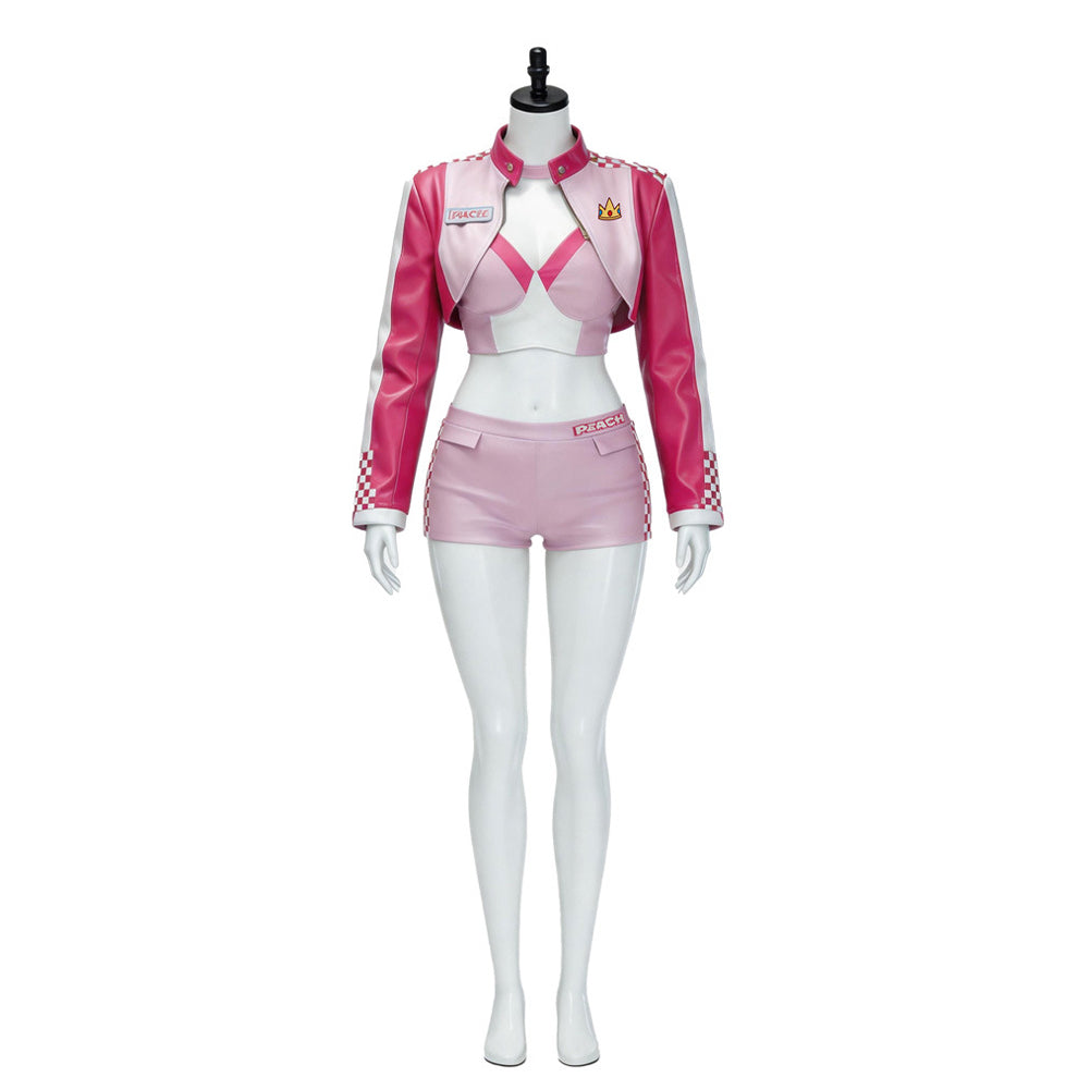 Prinzessin Peach Kunstleder Kostüm Set The Super Mario Bros. Movie Peach Cosplay Outfit