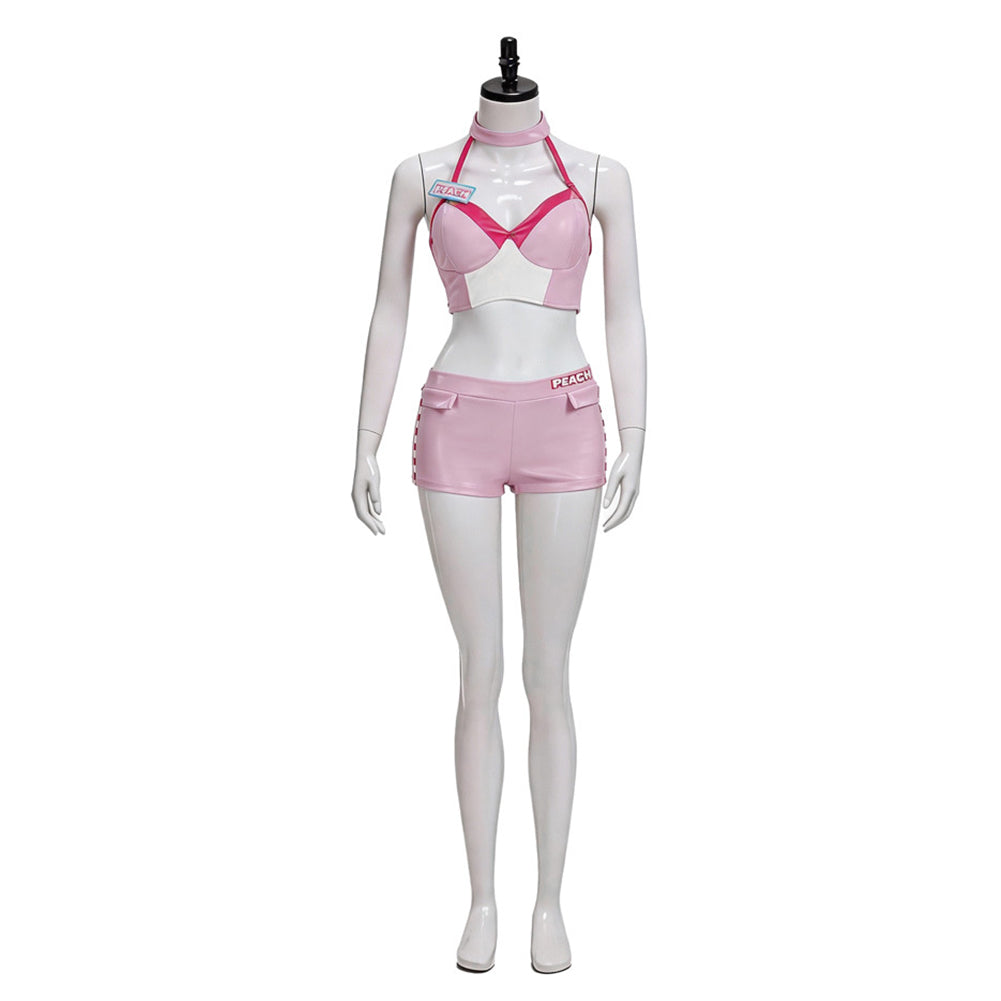 Prinzessin Peach Kunstleder Kostüm Set The Super Mario Bros. Movie Peach Cosplay Outfit