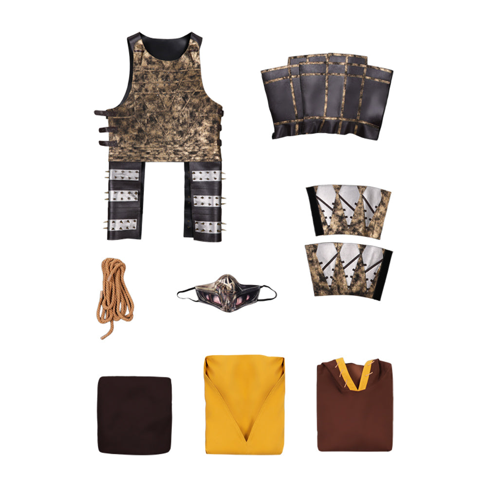 Scorpion Kostüm Set Mortal Kombat II Scorpion gelb Cosplay Outfits