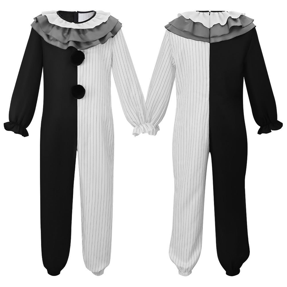 Terrifier schwarz weiß Jumpsuit Clown Cosplay Kostüm Set