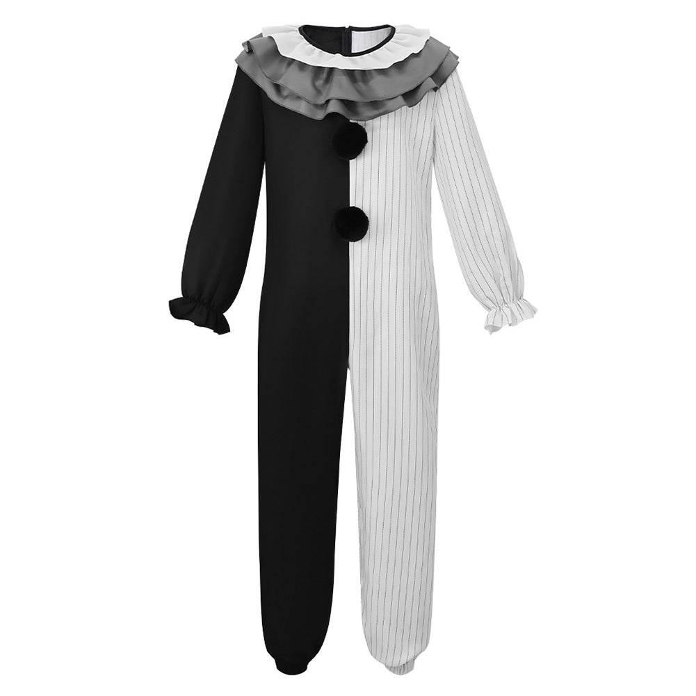 Terrifier schwarz weiß Jumpsuit Clown Cosplay Kostüm Set