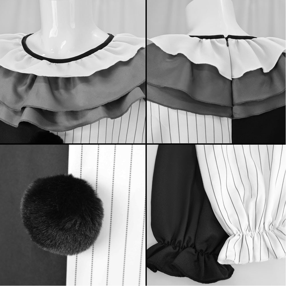 Terrifier schwarz weiß Jumpsuit Clown Cosplay Kostüm Set