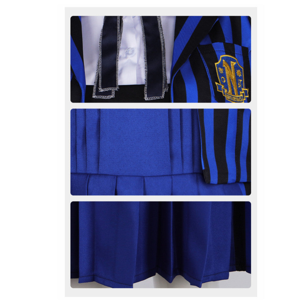 The Addams Family Enid Sinclair blau Schuluniform Cosplay Halloween Karneval Kostüm