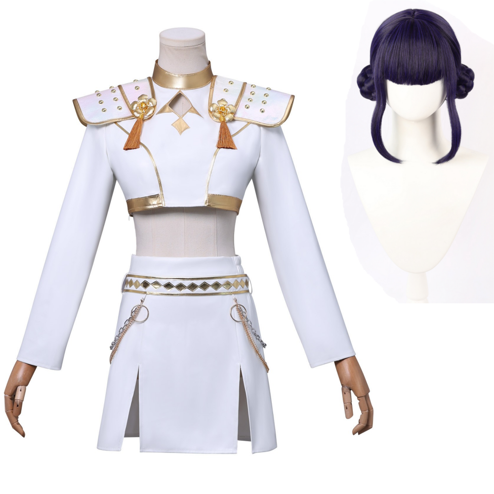 Zoey Soundtrack Kostüm KPop Demon Hunters Zoey weiß Cosplay Outfits mit Perücke
