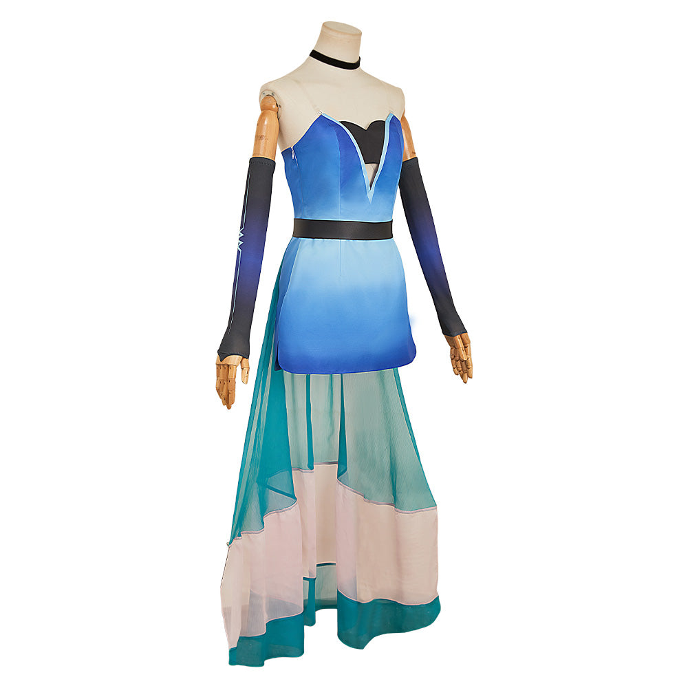 Angel Dust blau Outfit Hazbin Hotel Anthony Cosplay Kostüm Set