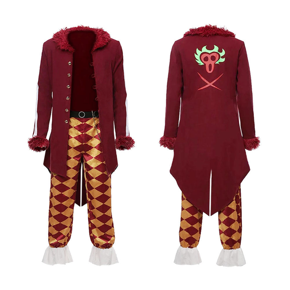 Bartolomeo rot Kostüm Set One Piece Kapitän Bartolomeo Cosplay Outfit