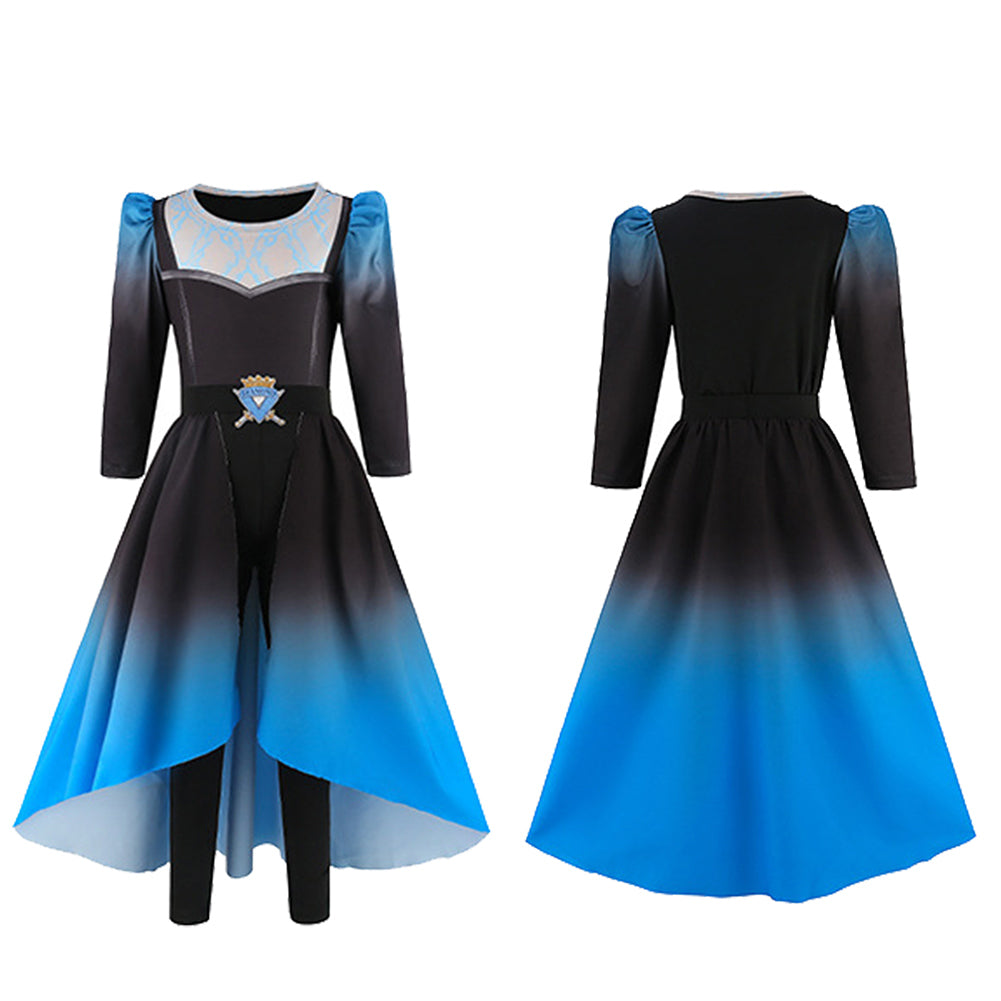 Chloe Charming Kinder blau schwarz Kostüm Set Descendants: Wicked Wonderland Chloe Charming Cosplay Outfit