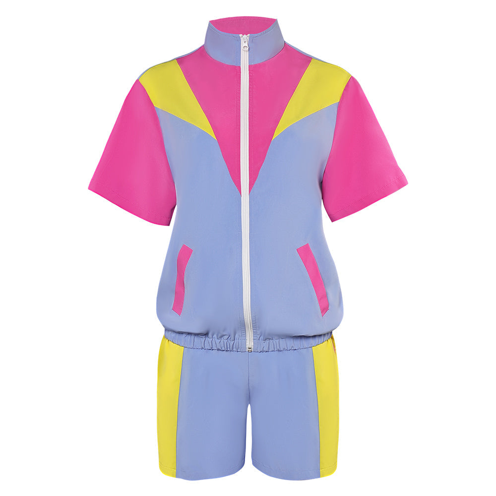 Damen 80er 90er Jahre Trainingsanzüge Set Frauen 2 Stück Outfits Frauen Jogginganzüge 2 Stück Set Cosplay Kostüm Outfits Halloween Karnevalsanzug