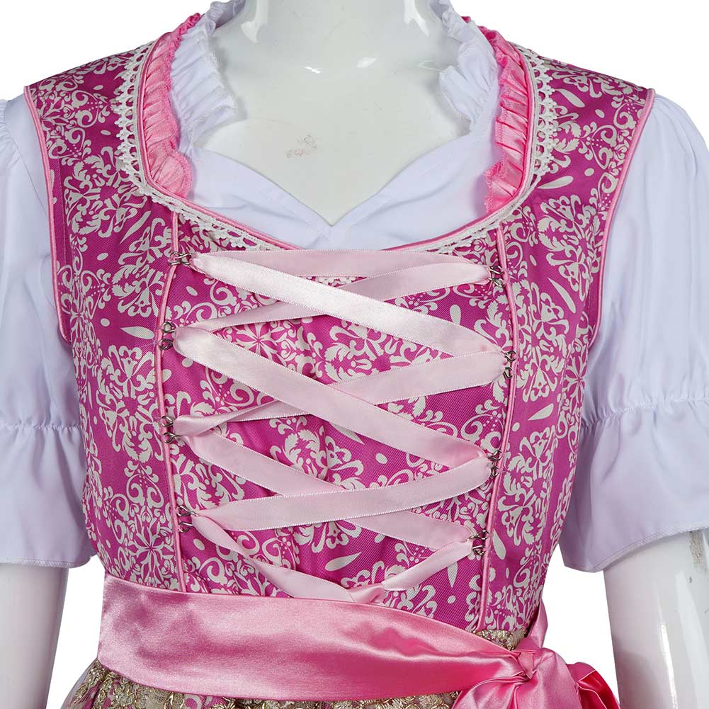 Damen Cosplay Kostüm Outfits Halloween Karneval Anzug Oktoberfest Rosa Bierfest Kleid