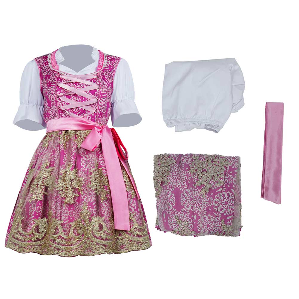 Damen Cosplay Kostüm Outfits Halloween Karneval Anzug Oktoberfest Rosa Bierfest Kleid