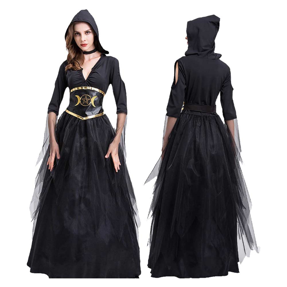 Damen Cosplay Kostüm Outfits Halloween Karneval Anzug Vampir Geist Tod Hexe