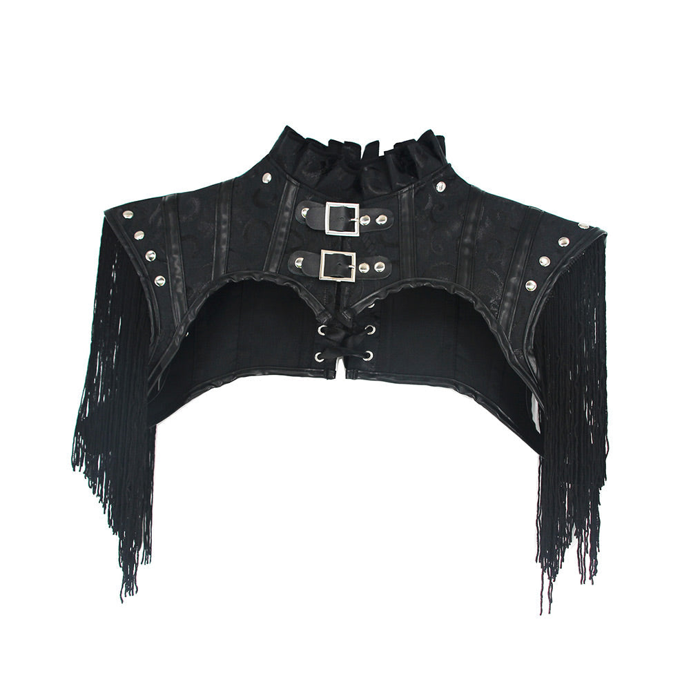 Damen Halloween Karneval Kostüm Zubehör Leder gefaltet Spitze Quaste Schal Halloween Punk Gothic